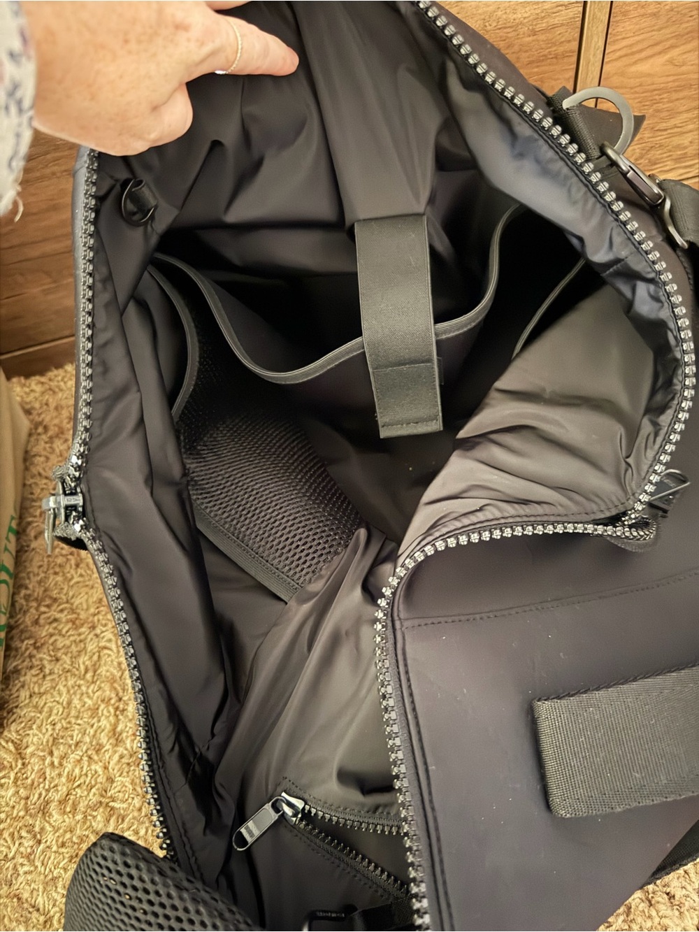 Dagne Dover Black Duffel with Adjustable Shoulder Strap - Picture 3 of 5